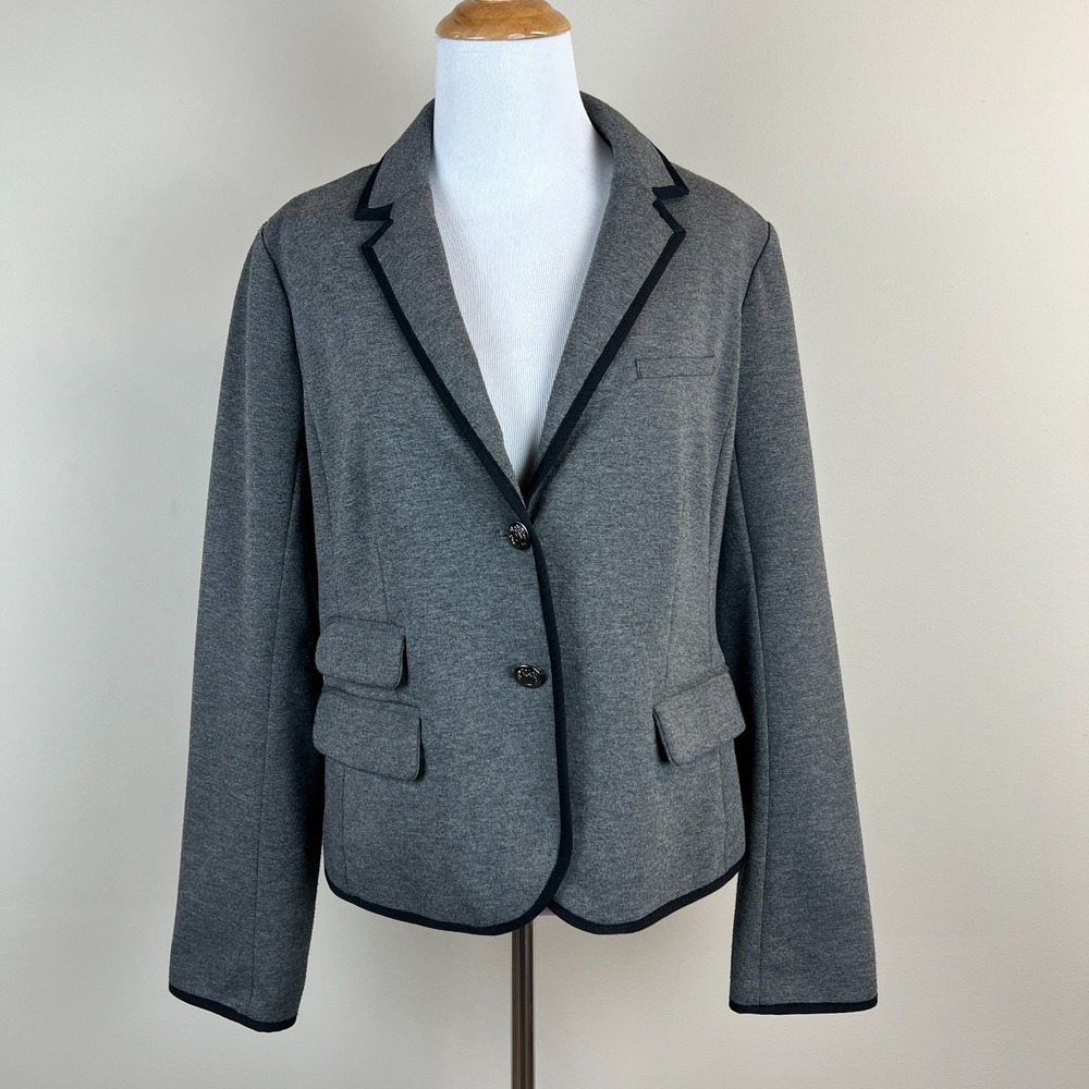 Gap Academy Blazer Womens 10 Gray Office Preppy Button Up Career Knit Classic‎